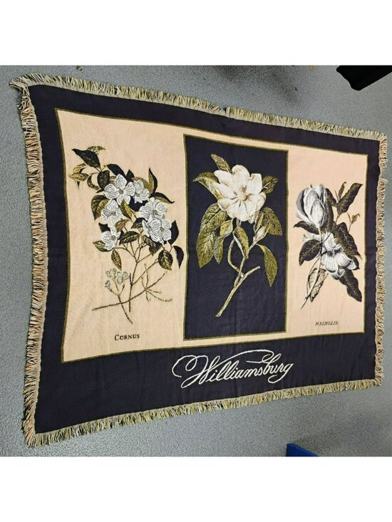 Williamsburg Other - Vintage Williamsburg Goodwin Weavers Tapestry Throw Blanket, Magnolia Flowers